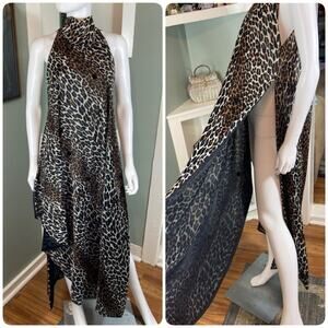 Vintage 60s Rare Vanity Fair Leopard Asymmetrical Nightgown Tunic Maxi Dress